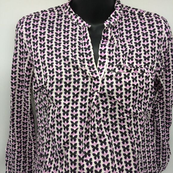 Gap Maternity White Long Sleeve Tunic w/Black and Lavender Butterflies Size S - Picture 4 of 11